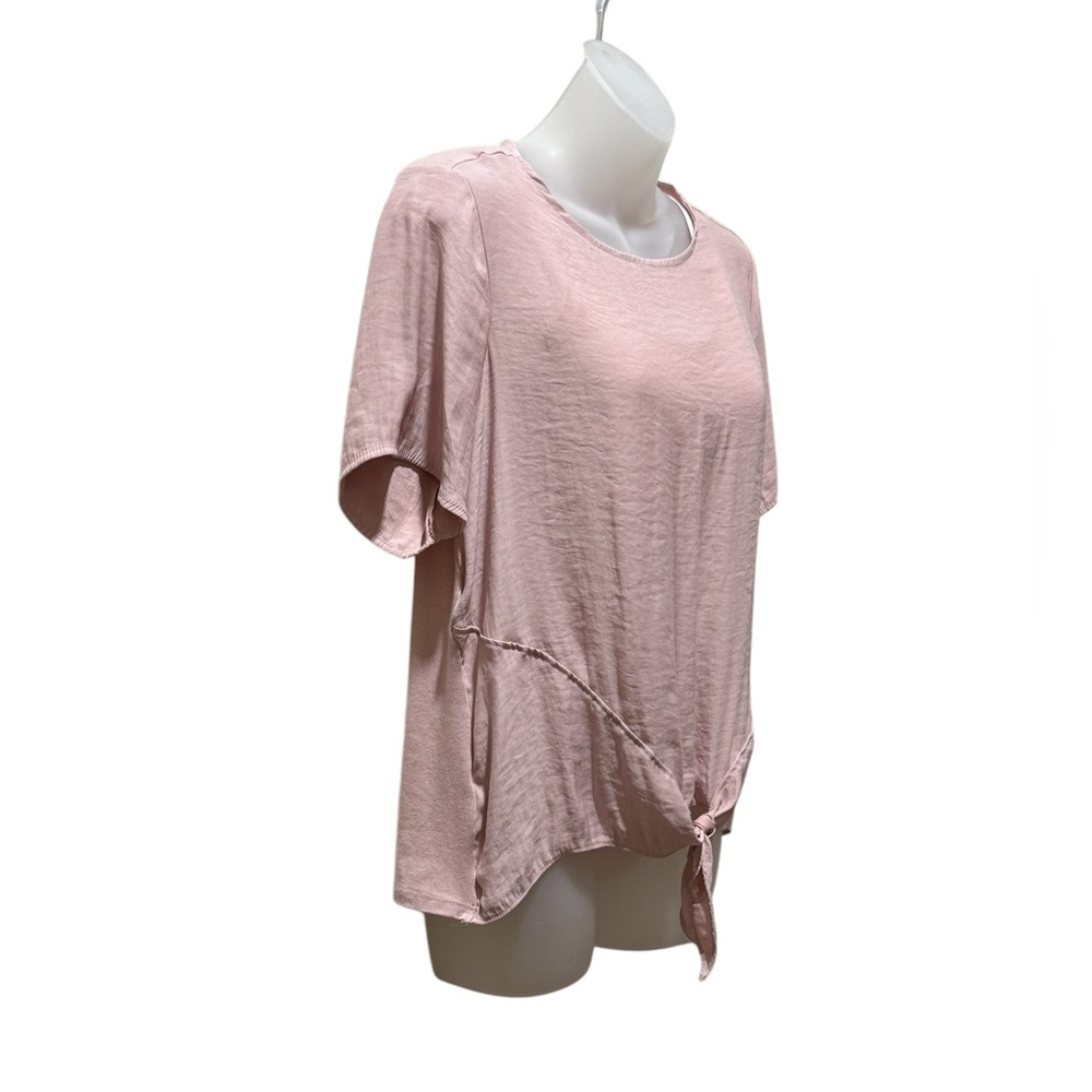 A NEW DAY Pink Short Sleeve Top Tie Waist SZ M